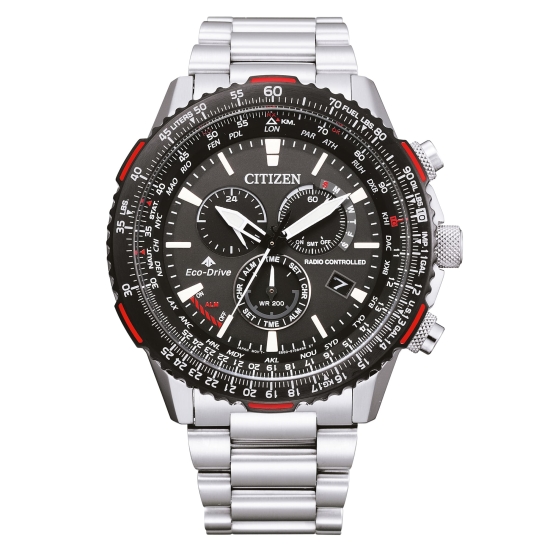 Citizen Herrenuhr Funkuhr Solar Saphirglas Schwarz 46mm CB5001-57E