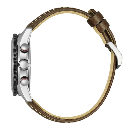 Preview: Citizen Herrenuhr Chronograph Eco-Drive Solar Braun Leder 10BAR CA4714-04A