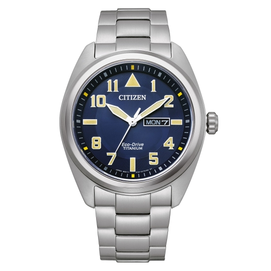 Citizen Herrenuhr Eco-Drive Solar Titan Saphirglas Datum Blau BM8560-88LC