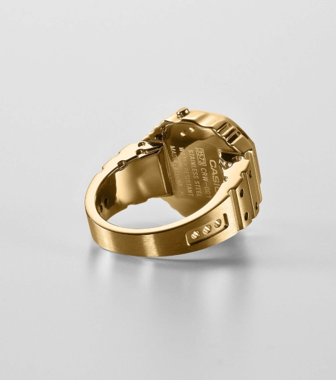 Preview: Casio Uhr Ring Ringuhr Digital Goldfarben Edelstahl Licht CRW-001G-9ER