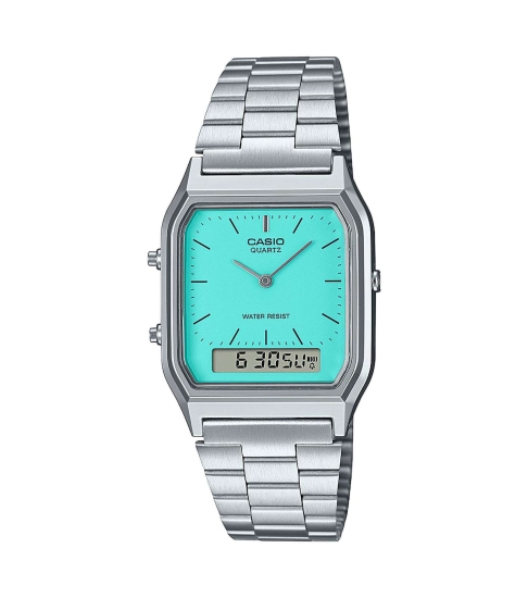 Casio Herrenuhr Retro Edelstahlband Hellblau AQ-230A-2A2MQYES