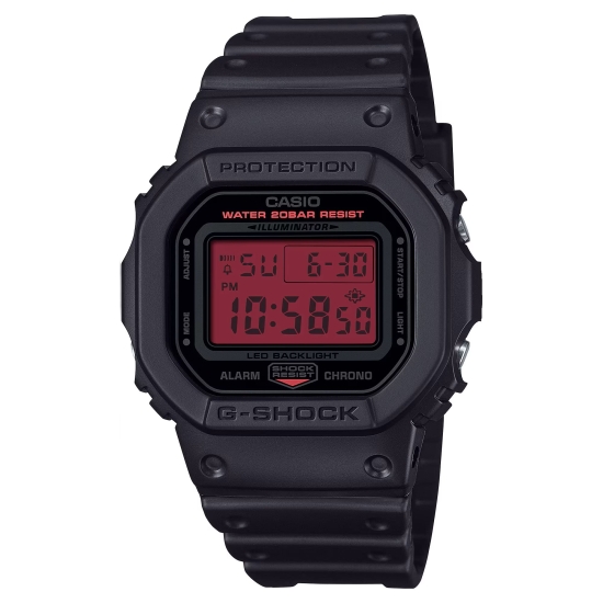 Casio G-SHOCK Herrenuhr Digital Schwarz Rot 20BAR DW-5600BBR-1ER