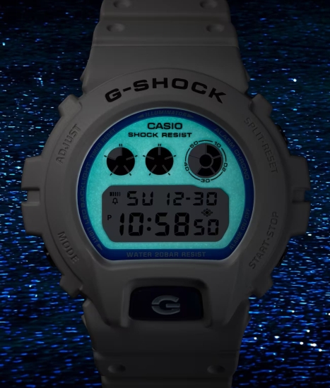 Casio G-SHOCK Herrenuhr Digital Weiss Blau 20BAR DW-6900HDS-7ER
