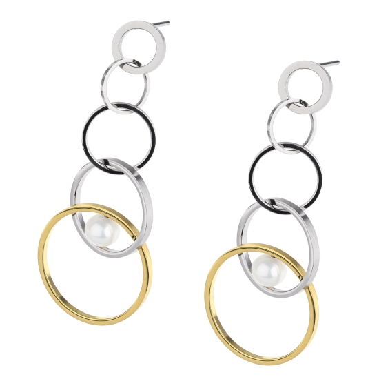 Ernstes Design Damen Ohrringe Ohrhänger Edelstahl Bicolor E745