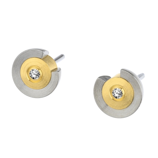 Ernstes Design Damen Ohrringe Ohrstecker Edelstahl Bicolor E746