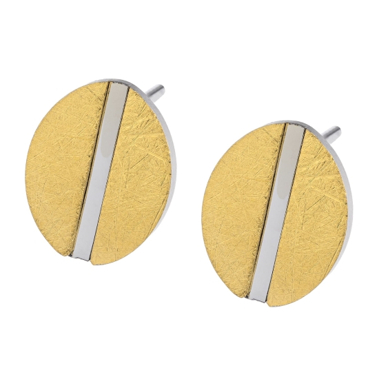 Ernstes Design Damen Ohrringe Ohrstecker Oval Edelstahl Bicolor E750