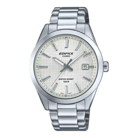 Casio Edifice Herrenuhr Edelstahl Datum Weiß 40mm 10BAR EFV-160D-7AVEF