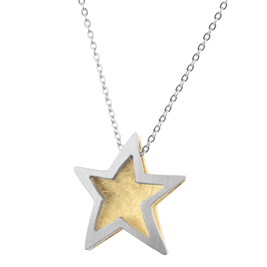 Ernstes Design Damen Halskette Collier Edelstahl Stern 45cm K838.45
