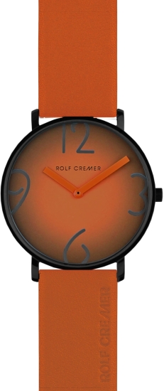 Rolf Cremer Damenuhr Flat 44V Leder Orange 44mm Groß 504865