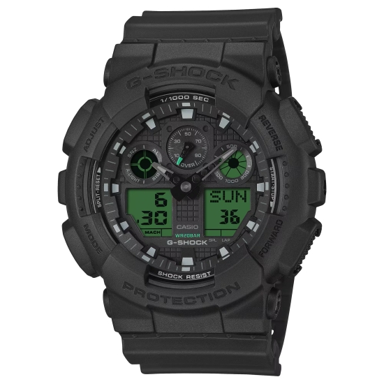 Casio G-SHOCK Herrenuhr Analog/Digital Schwarz Grün 20BAR GA-100BEG-1AER