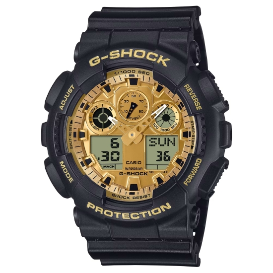 Casio G-SHOCK Herrenuhr Schwarz Goldfarben 20 BAR GA-100GGB-1A9ER