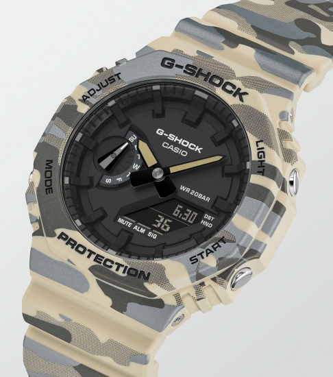 Preview: Casio G-SHOCK Herrenuhr Licht Camouflage Beige GA-2100CM-5AER