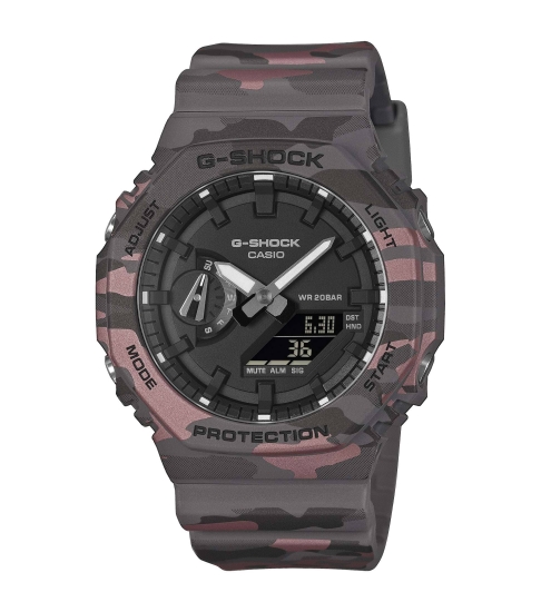 Casio G-SHOCK Herrenuhr Licht Camouflage Grau GA-2100CM-8AER