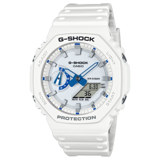 Casio G-SHOCK Herrenuhr Analog-Digital Weiß Blau GA-2100HDS-7AER