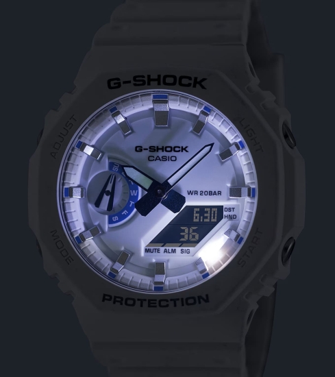 Casio G-SHOCK Herrenuhr Analog-Digital Weiß Blau GA-2100HDS-7AER