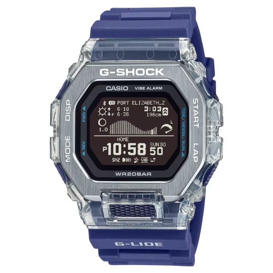 Casio G-SHOCK Herrenuhr Digital Ebbe-Flut Blau GBX-100S-2ER