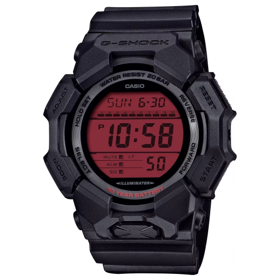 Casio G-SHOCK Herrenuhr Digital Licht Alarm Schwarz Rot 20BAR GD-010BBR-1ER