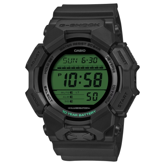 Casio G-SHOCK Herrenuhr Digital Licht Alarm Schwarz Grün 20BAR GD-010BEG-1ER