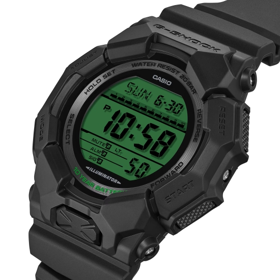 Preview: Casio G-SHOCK Herrenuhr Digital Licht Alarm Schwarz Grün 20BAR GD-010BEG-1ER