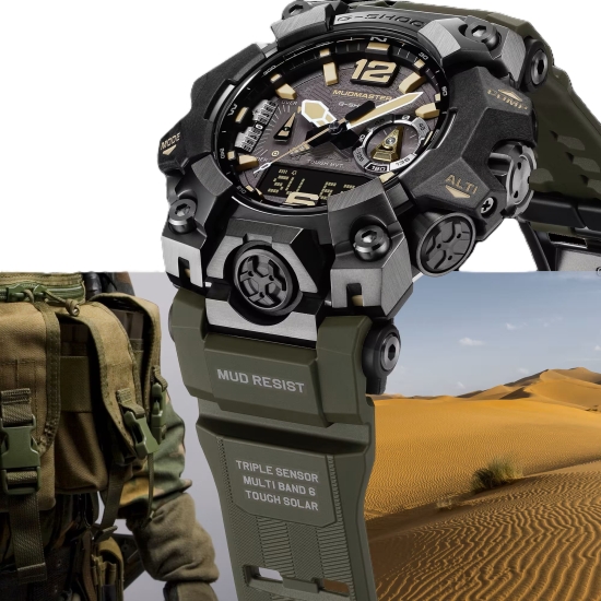 Preview: Casio G-SHOCK Pro Uhr Mudmaster Funk Solar Grün GWG-B1000-1A3ER