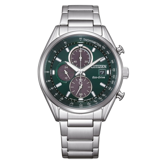 Citizen Herrenuhr Chronograph Eco-Drive Solar Grün 10BAR CA0459-79X