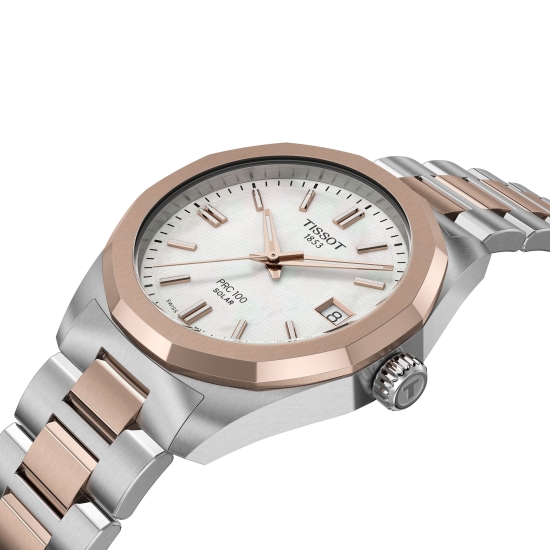 Tissot Damenuhr PRC 100 Solar Saphirglas Bicolor 34mm T151.822.22.111.00