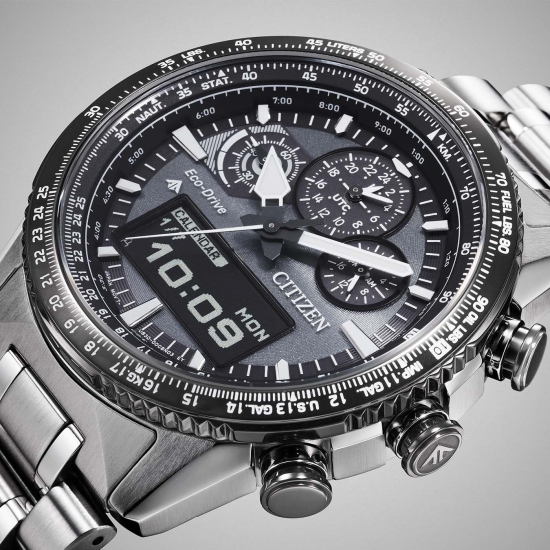 Citizen Herrenuhr Promaster Sky Solar Edelstahl Alarm Schwarz JV2006-55H