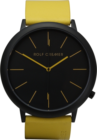 Rolf Cremer Damenuhr Jumbo II 50mm Groß Schwarz Gelb 495115