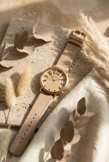 Preview: Rolf Cremer Damenuhr Jumbo II 50mm Groß Beige Goldfarben 495097