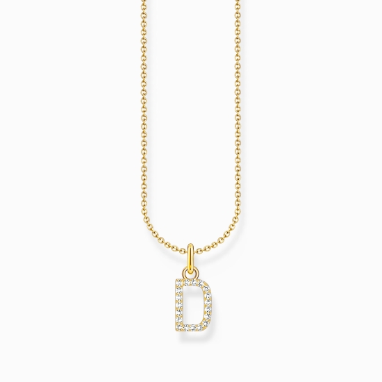 THOMAS SABO Damen Halskette Silber Buchstabe D Goldfarben KE2243-414-14-L45V