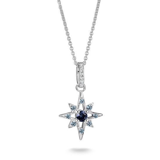THOMAS SABO Halskette 925er Silber Stern Blau 45-50cm KE2394-166-1-L50