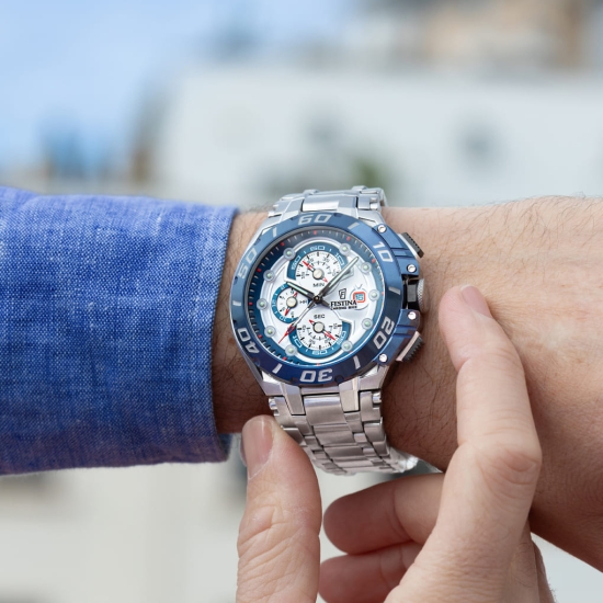 Preview: Festina Chrono Bike 2026 Herrenuhr Datum Blau 20BAR 46mm F20754/1