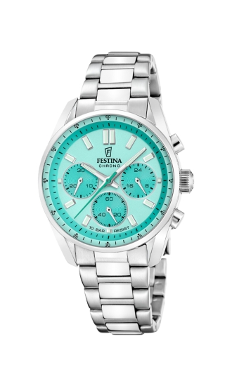 Festina Damenuhr Chronograph Edelstahl 10BAR Grün 37mm F20753/3