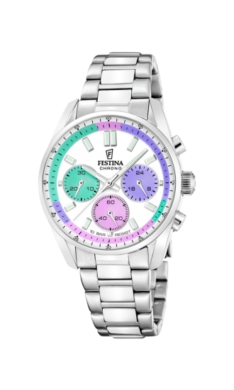 Festina Damenuhr Chronograph Edelstahl 10BAR Farbig 37mm F20753/5