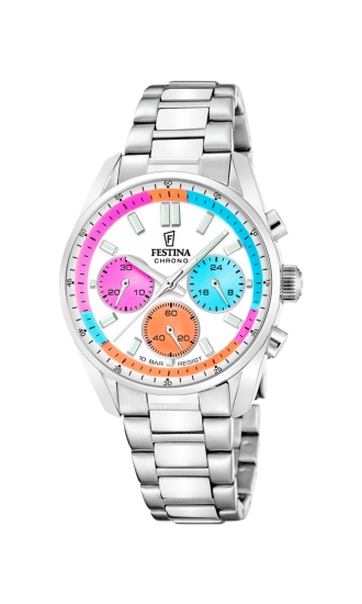 Festina Damenuhr Chronograph Edelstahl 10BAR Farbig 37mm F20753/7