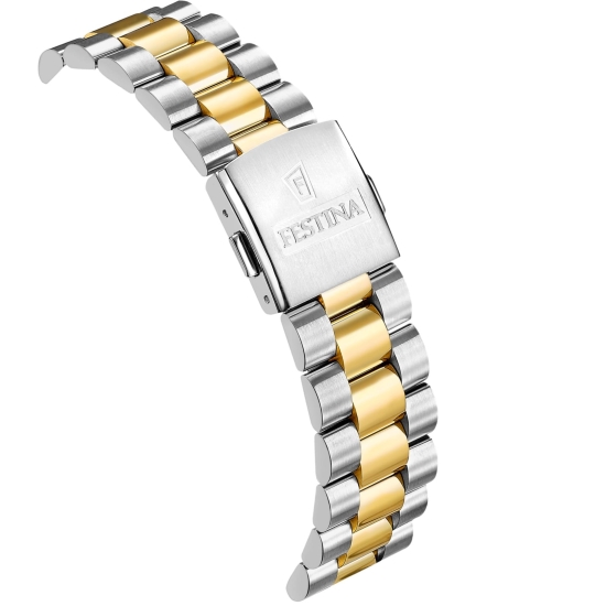 Preview: Festina Herrenuhr Edelstahl Datum Saphirglas Bicolor Blau 40mm F20085/B