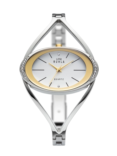 UMR Ruhla Damenuhr Halbspange Quarz Bicolor 44mm 91316