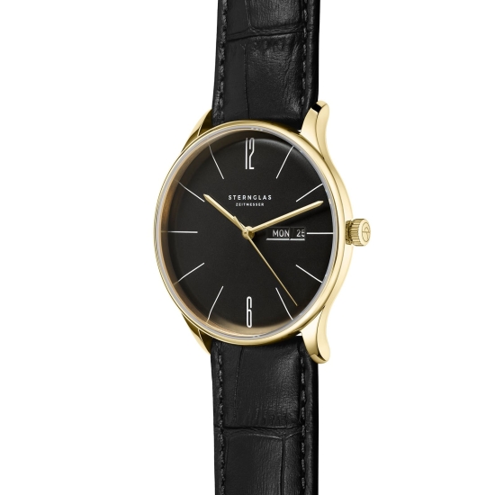 Sternglas Herrenuhr Berlin Saphirglas Schwarz Leder 38mm S01-BE04-HE03