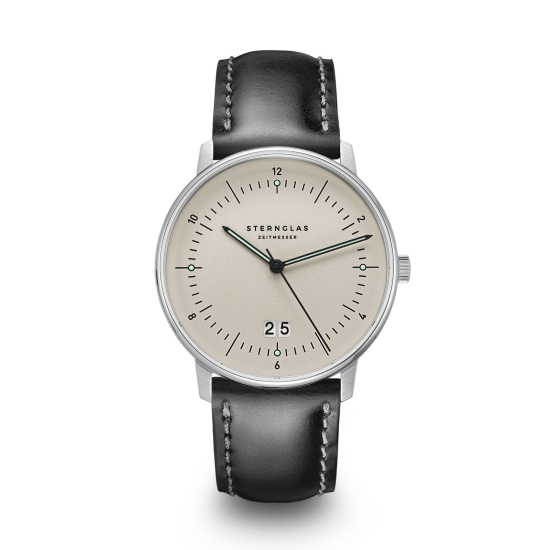 Sternglas Herrenuhr Naos Großdatum alabaster Leder S01-NAG26-BR02