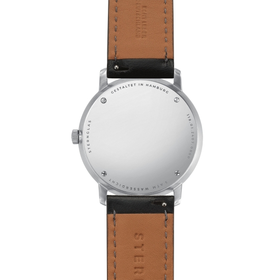 Sternglas Herrenuhr Naos Großdatum alabaster Leder S01-NAG26-BR02