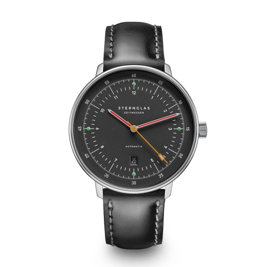 Sternglas Hamburg Automatik neugraphit Herrenuhr Leder S02-HH39-BR02