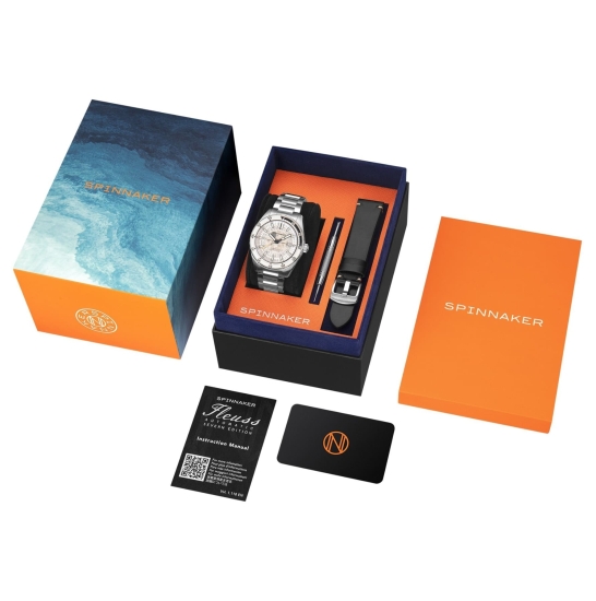 Preview: Spinnaker Herrenuhr Automatik Fleuss Saphirglas 43mm Weiss SP-5118-33