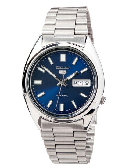Seiko 5 Herrenuhr Automatik Edelstahl Datum Blau 37mm SNXS77K1