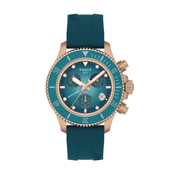 Tissot Unisex Uhr Seastar 1000 Chrono 38mm Türkis Rosé T120.217.17.011.00