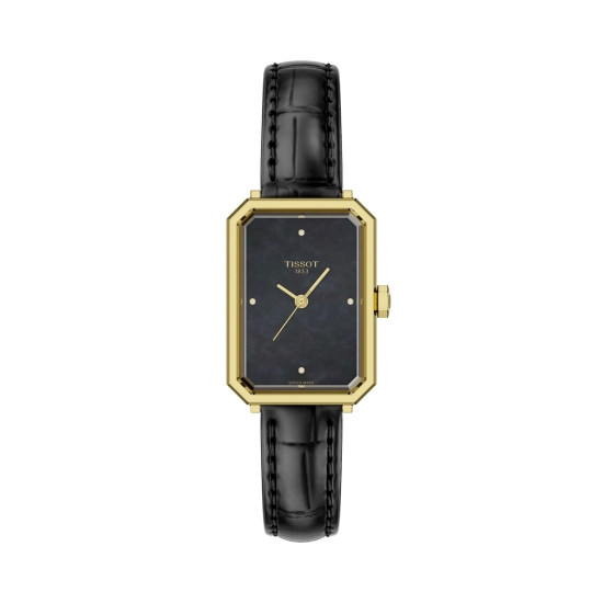 Tissot Damenuhr SRV Saphirglas Goldfarben Leder Schwarz T160.110.36.126.00