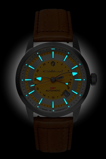 UMF Ruhla Herrenuhr Colani Automatik GMT Saphirglas Gelb Limited 1364-1