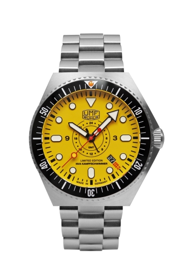 UMF Ruhla Herrenuhr Automatik GMT Gelb 46mm Limited 1932M-5