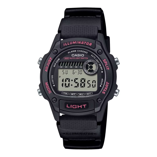 Casio Uhr Kinder Jugend Digital Alarm Licht Stopp 5 BAR W-220H-1A2VEF