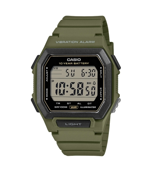 Casio Herrenuhr Digital Licht Vibrationsalarm 10 BAR Grün W-738H-3AVEF