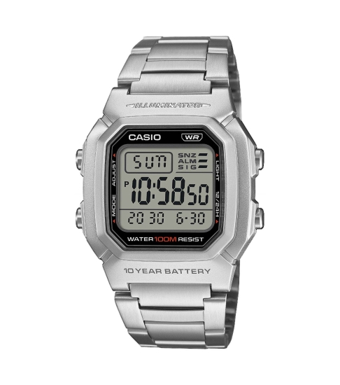 Casio Herrenuhr Digital Licht Edelstahlband 10BAR W-800HD-1AVEF